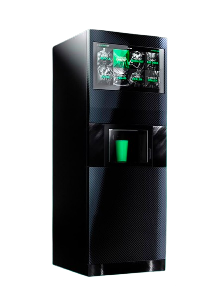 Protein Pod vending machine with a glowing green dispensing window